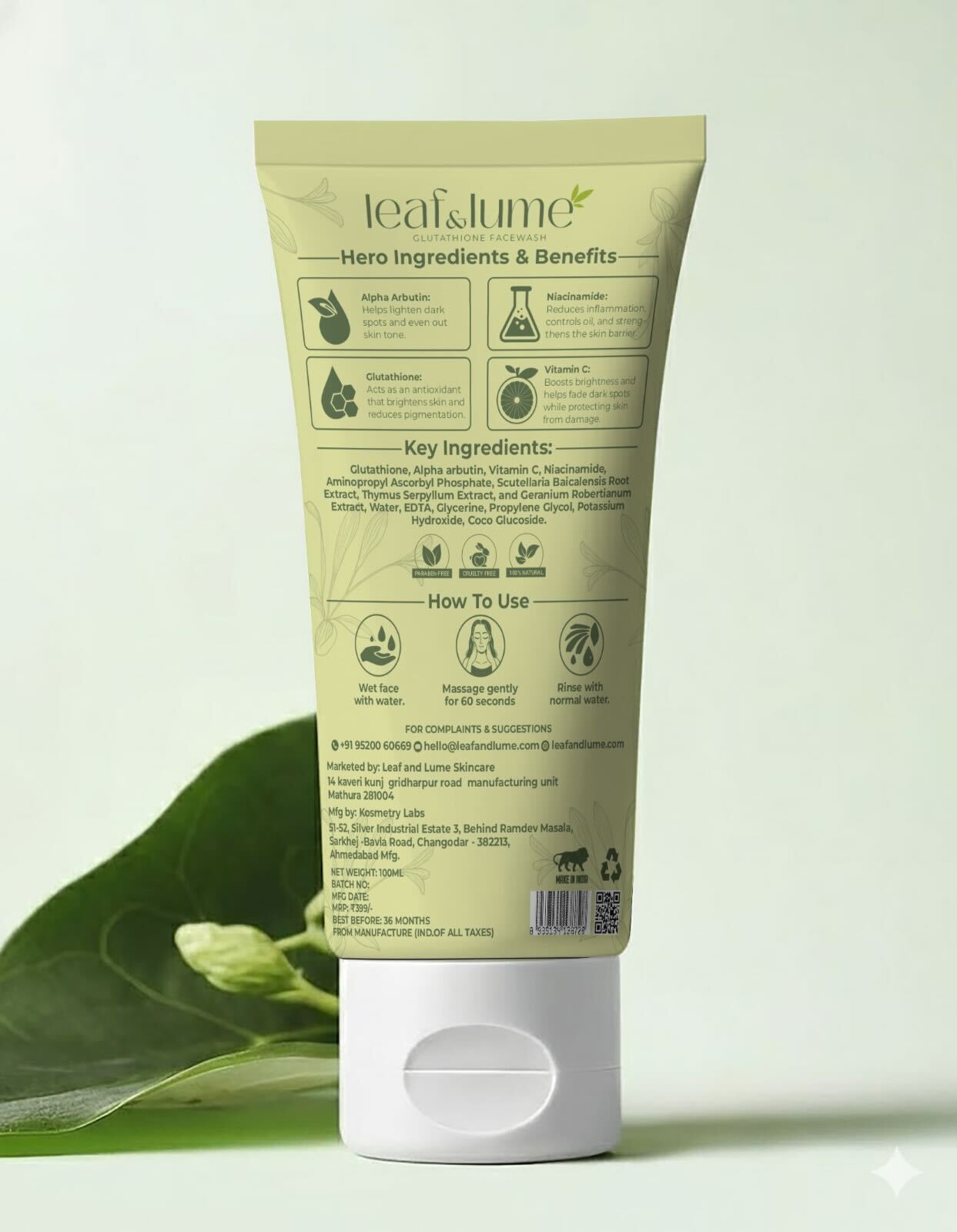 Leaf & Lume Glutathione Facewash 100ml